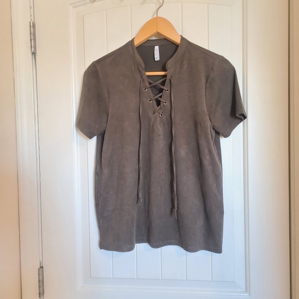 Z Supply Olive Green Suede Top